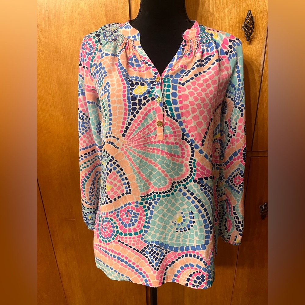 Lilly Pulitzer Pink and Blue Patterned Top